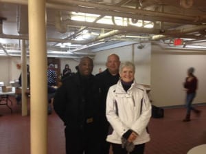 Marcia Nolan from the Cleveland Police Foundation with Community Policing's officers Al Strange and Ed Schulte