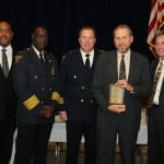 Left to Right : Community Relation's Executive Director Blaine Griffith, Chief Calvin Williams, Second District Commander Thomas Stacho, ,Robert Shores, and Cleveland Police Foundation Board Member James Craciun.