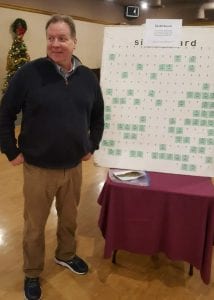 Jim Marincic, President of KSKJ St. Lawrence Lodge #63 selling sideboards at the Greater Cleveland Peace Officers Memorial Society Night at the Races, Dec. 1, 2017. There are matching sponsors for the event.