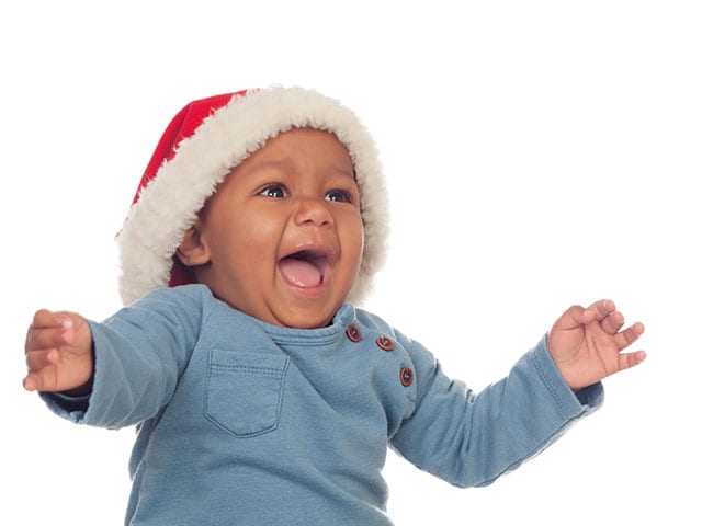 Adorable baby with santa hat