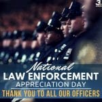 Rows of officers solemnly face left to honor national law enforcement appreciation day.