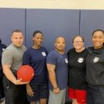 4th District and Community Relations officers at A.B. Hart Middle School with Kick Ball with Cops