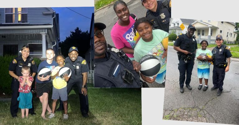 Cleveland Police Delivering Basketballs Around the Neighborhood