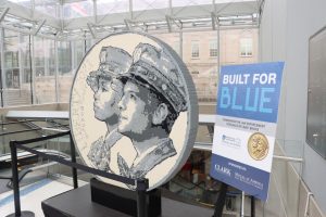 LEGO sculpture of the commemorative law enforcement coin displayed at the National Law Enforcement Museum